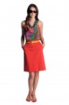 Blue Coachella Printed Cowl-Neck Top and Vermillion Sateen Trouser Skirt